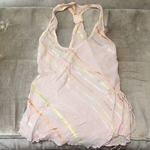 LaRok silk racer back tank with ribbon stripes